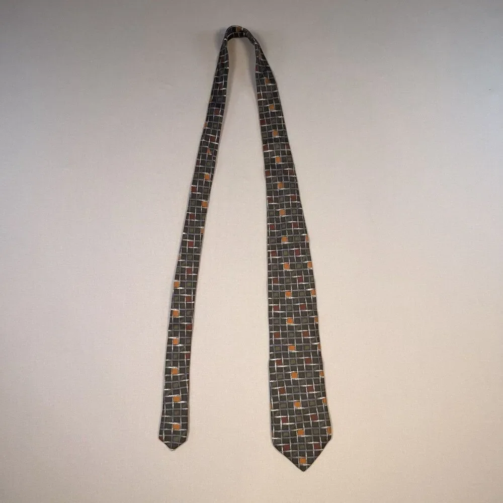 COACH Italian Silk Tie Geometric Design Luxury Stunning Made in Italy 60” x 3.5”